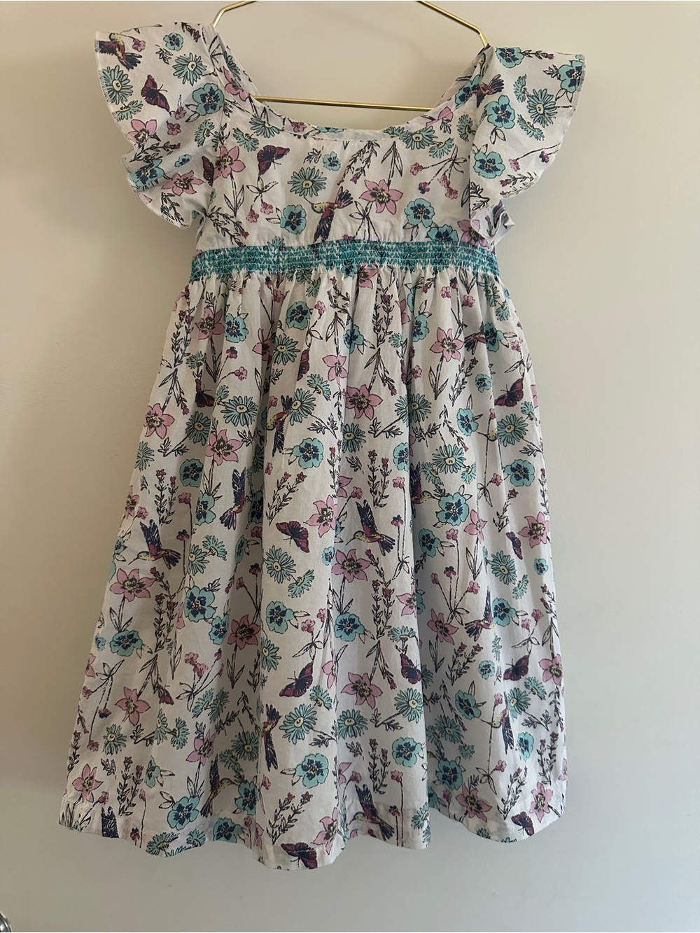 Peek Girls Hummingbird Floral Smocked Cotton Dress 3T Nordstrom
